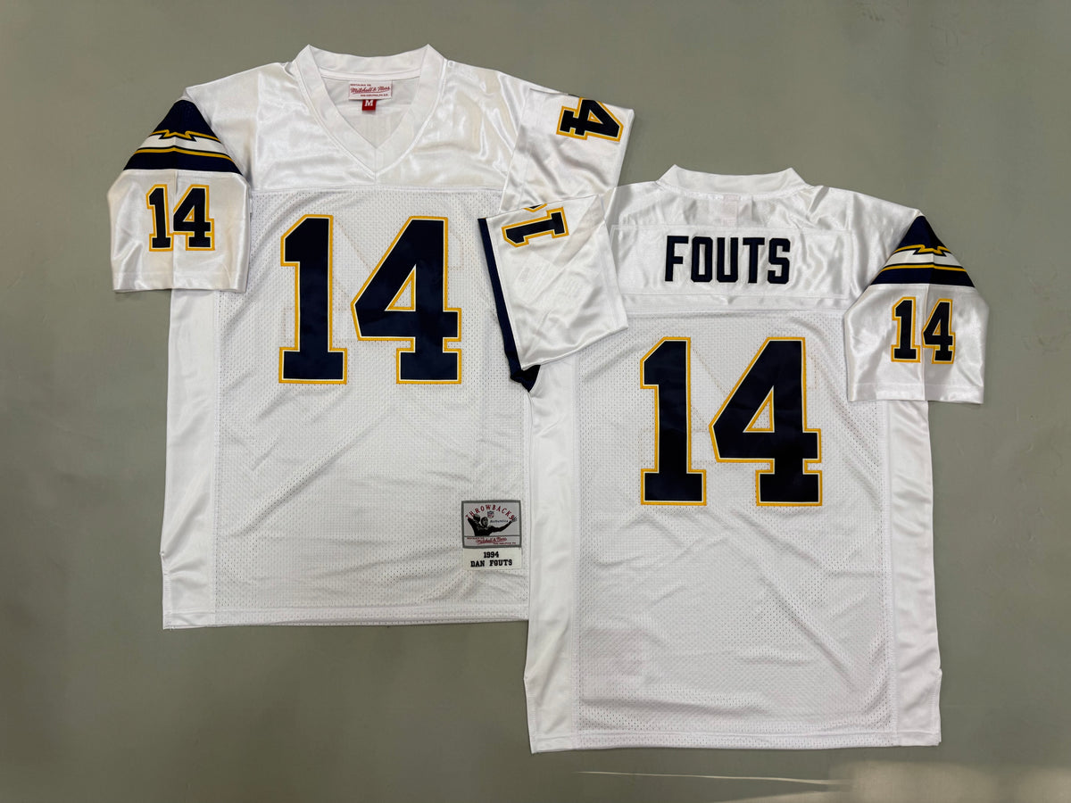 Mens Dan Fouts#14 white San Diego Chargers Vintage Throwback Jersey