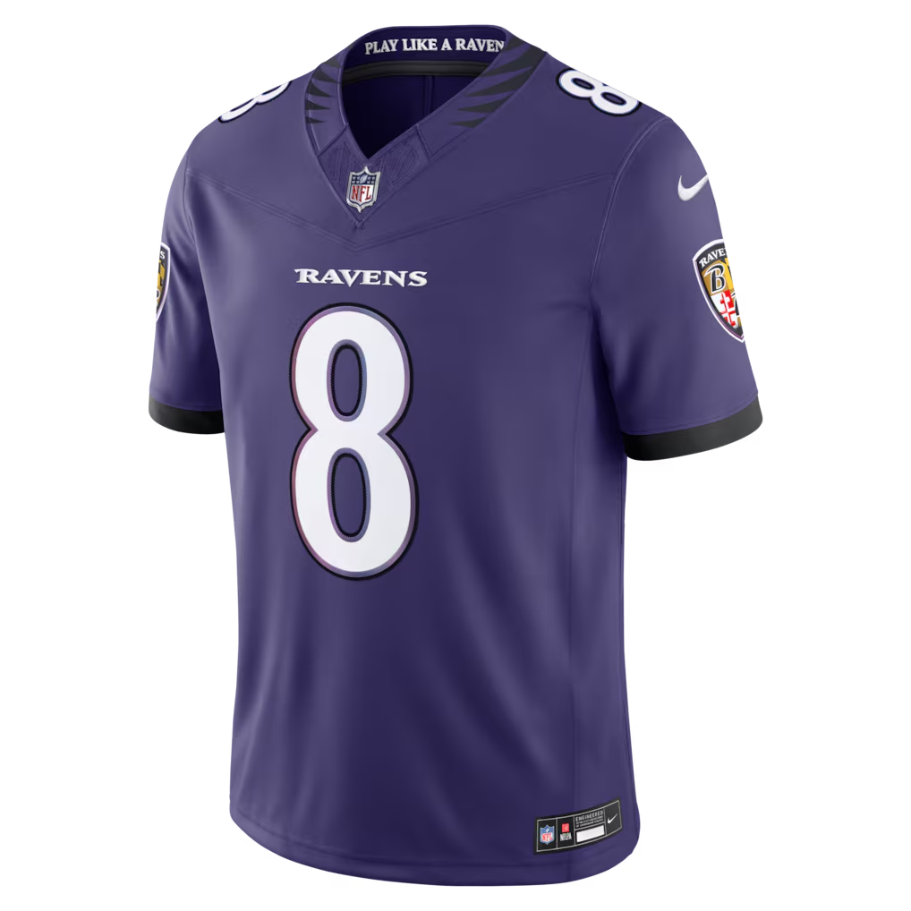 Men's Baltimore Ravens Lamar Jackson Purple Vapor F.U.S.E. Sewn Down Limited Jersey