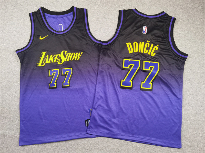 Youth Luka Dončić Los Angeles Lakers #77 City Edition Embroidered  Jersey