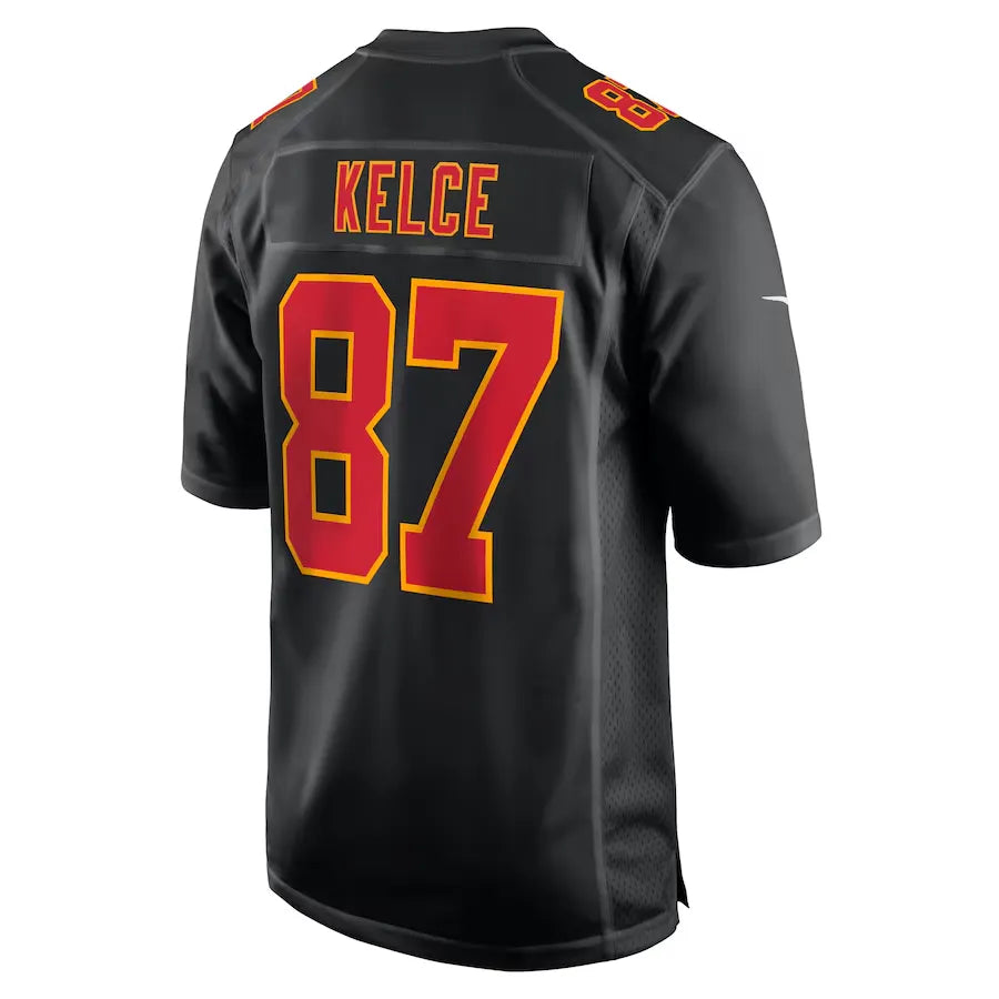 Men's Kansas City Chiefs Travis Kelce  Carbon Black Super Bowl LIX Fashion Game Jersey