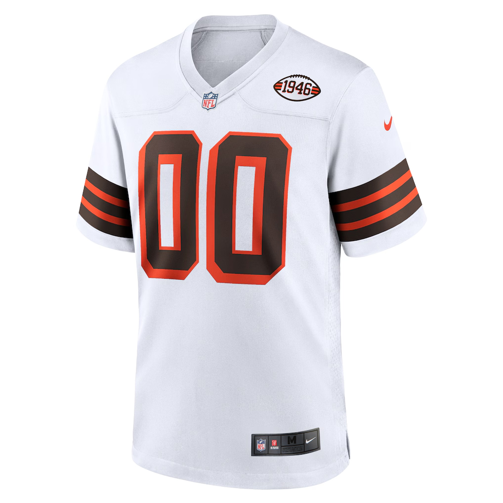 Custom Cleveland Browns White Game Jersey