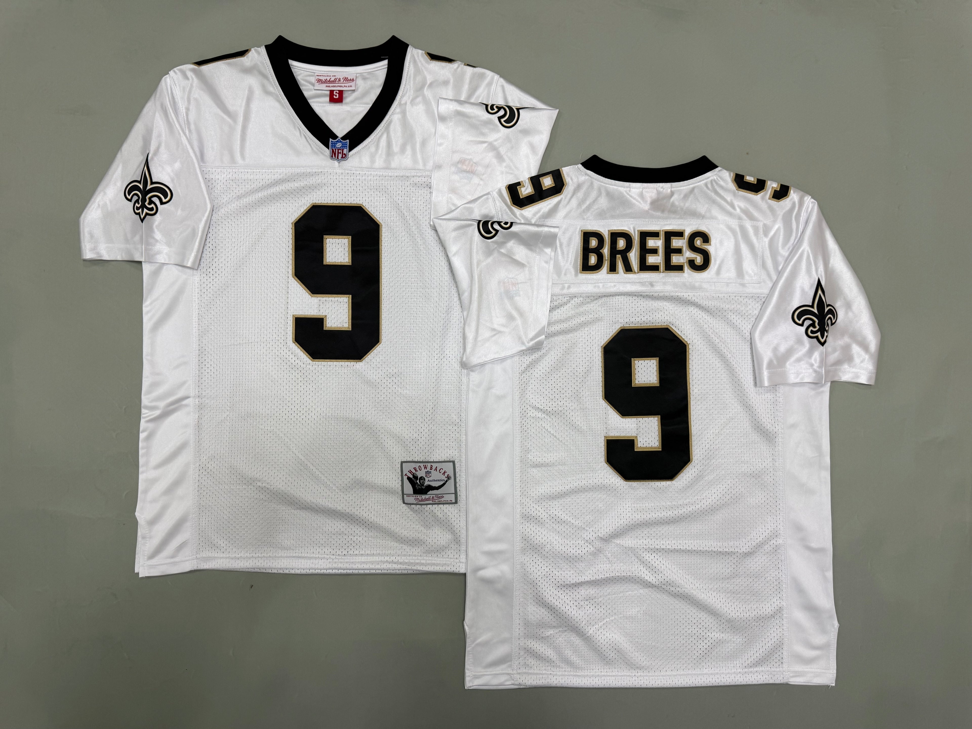 Mens Drew Brees#9 white New Orleans Saints Vintage Throwback Jersey