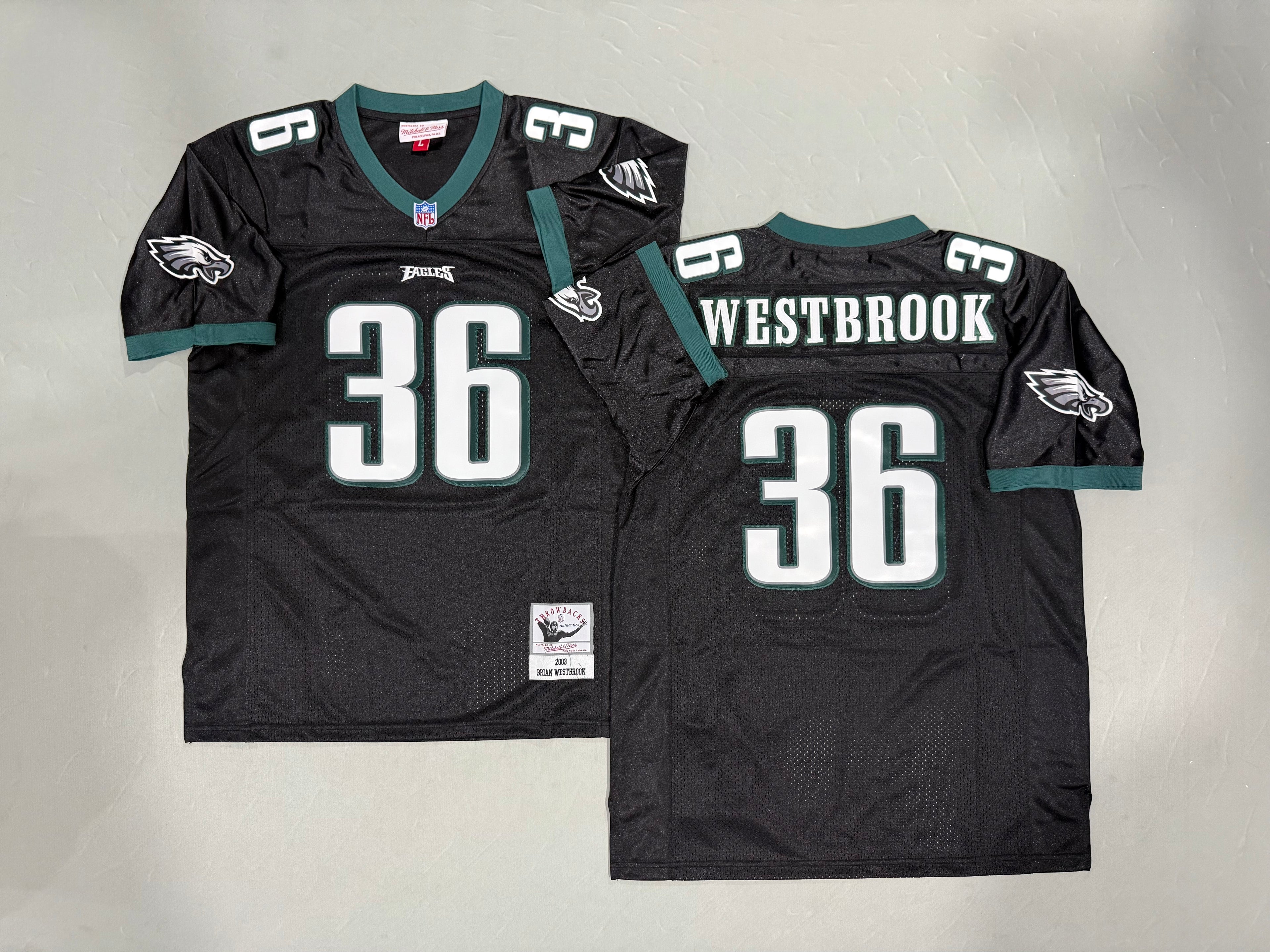 Mens Brian Westbrook#36 black Philadelphia Eagles Vintage Throwback Jersey