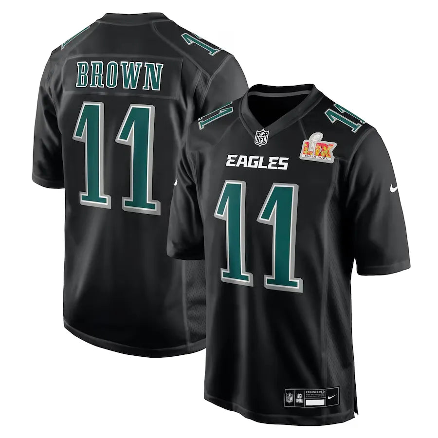 Men's Philadelphia Eagles A.J. Brown  Carbon Black Super Bowl LIX Fashion Game Player Jersey
