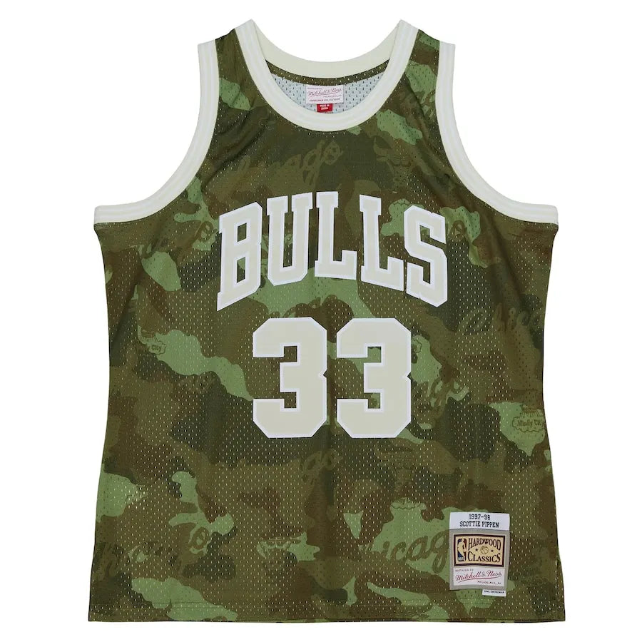 Scottie Pippen Chicago Bulls Mitchell & Ness Hardwood Classics 1997/98 Ghost Green Swingman Jersey - Camo