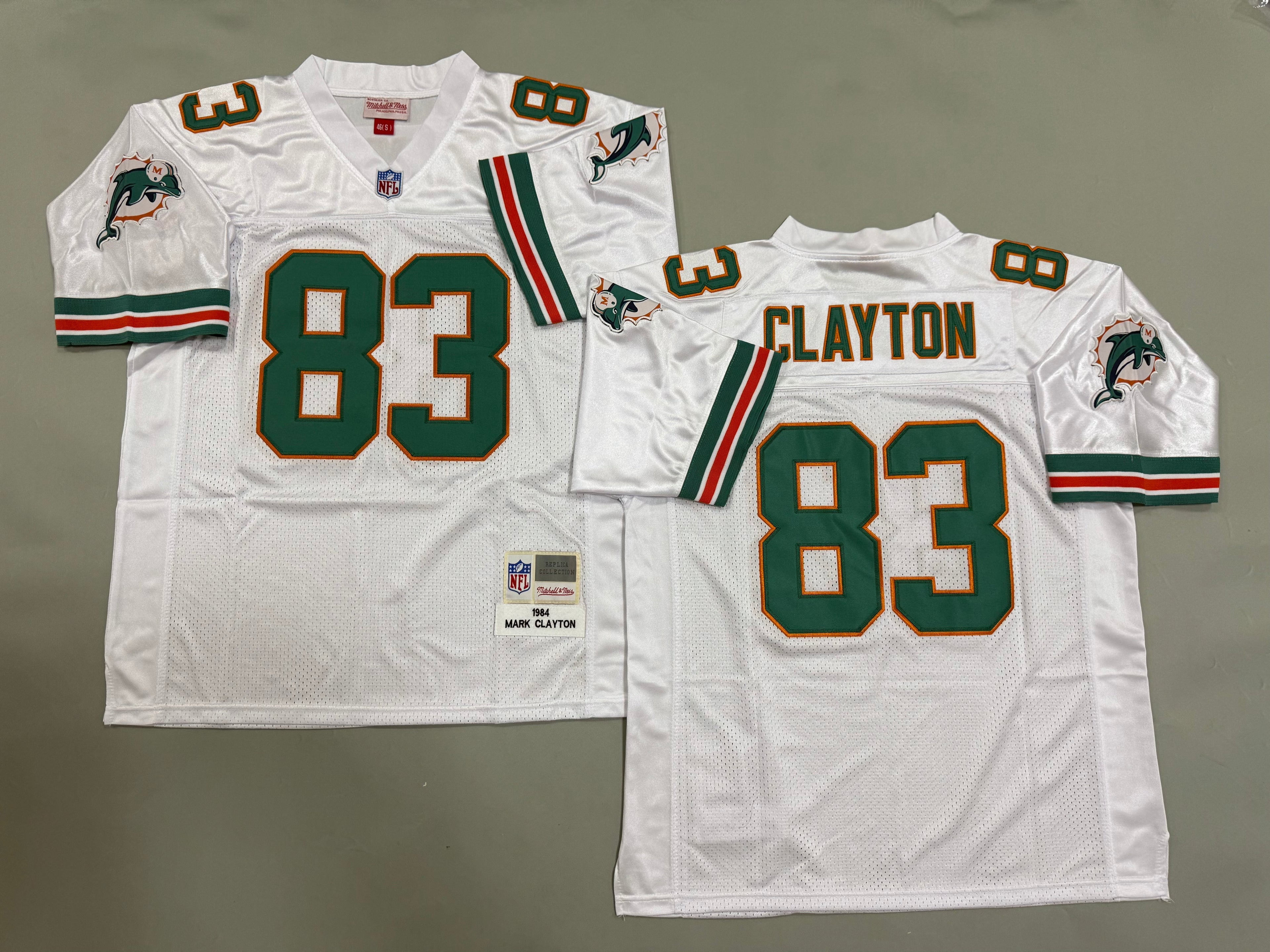 Mens Mark Clayton#83 white Miami Dolphins Vintage Throwback Jersey