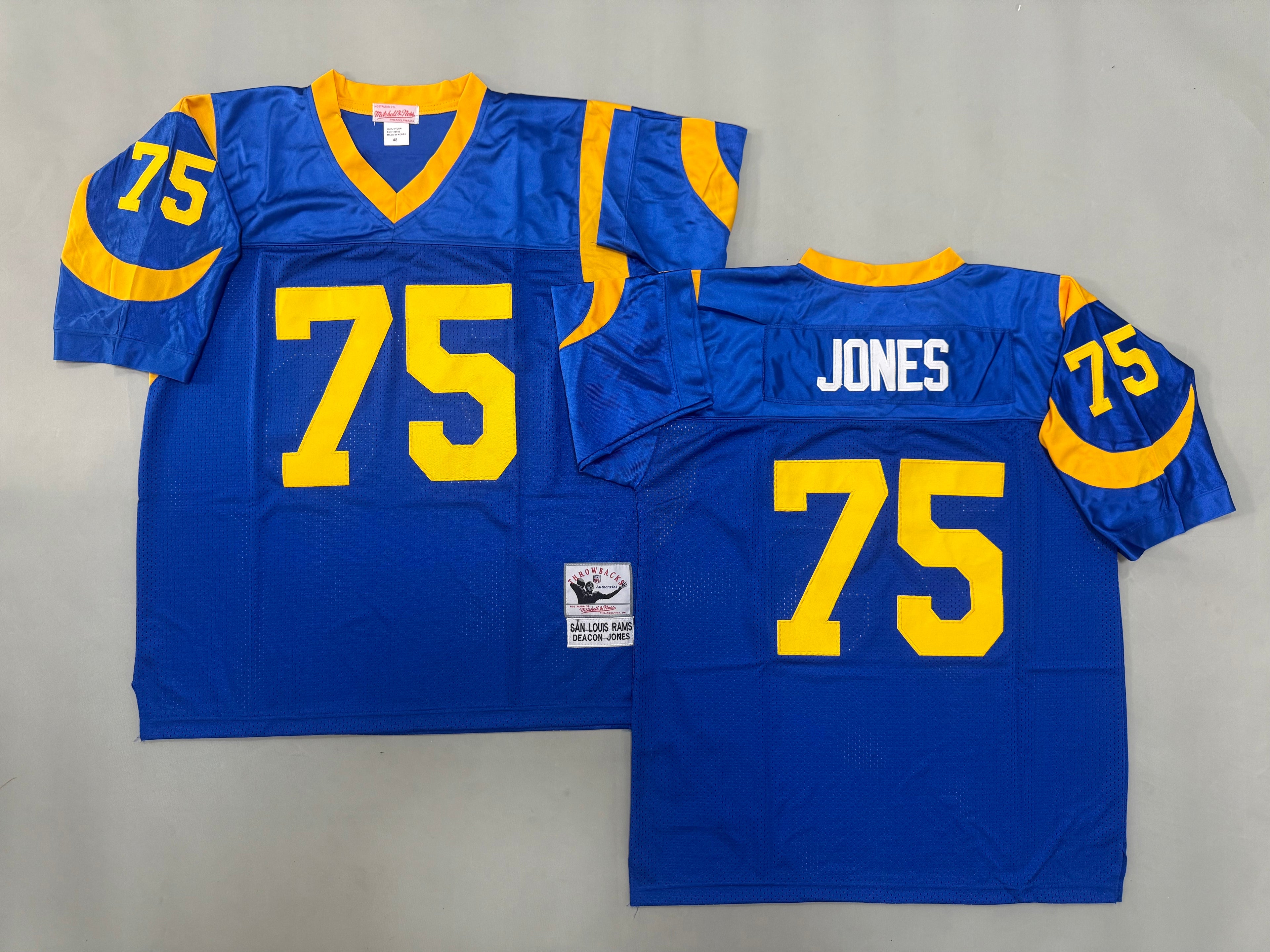 Mens Deacon Jones#75 Los Angeles Rams Vintage Throwback Jersey