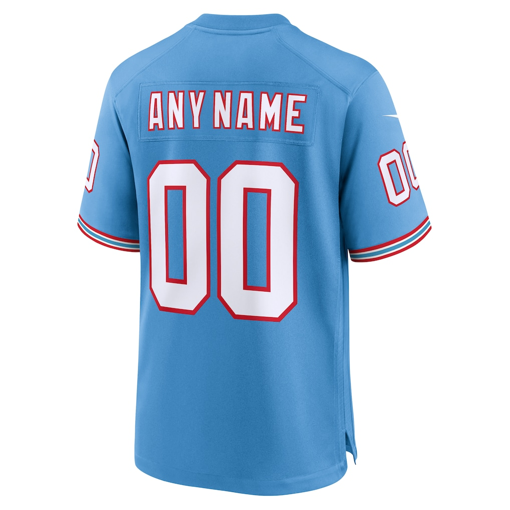 Custom Tennessee Titans Light Blue Oilers Throwback Game Jersey