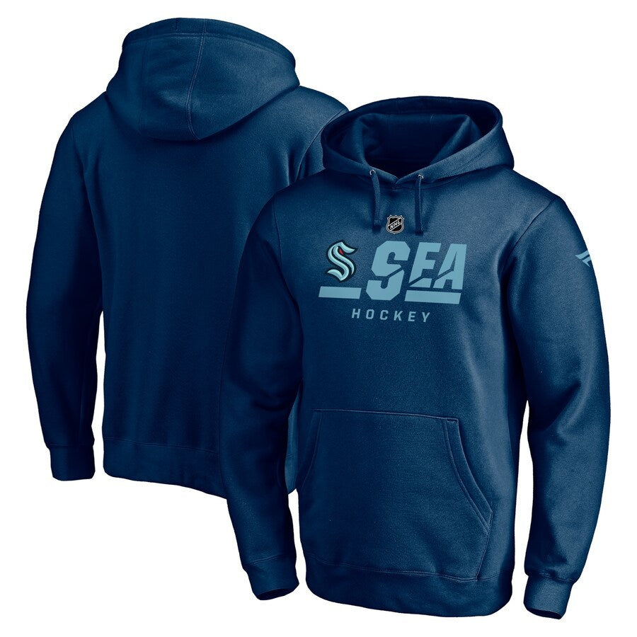Men's Branded Navy Seattle Kraken  Pro Secondary Logo Pullover Hoodie
