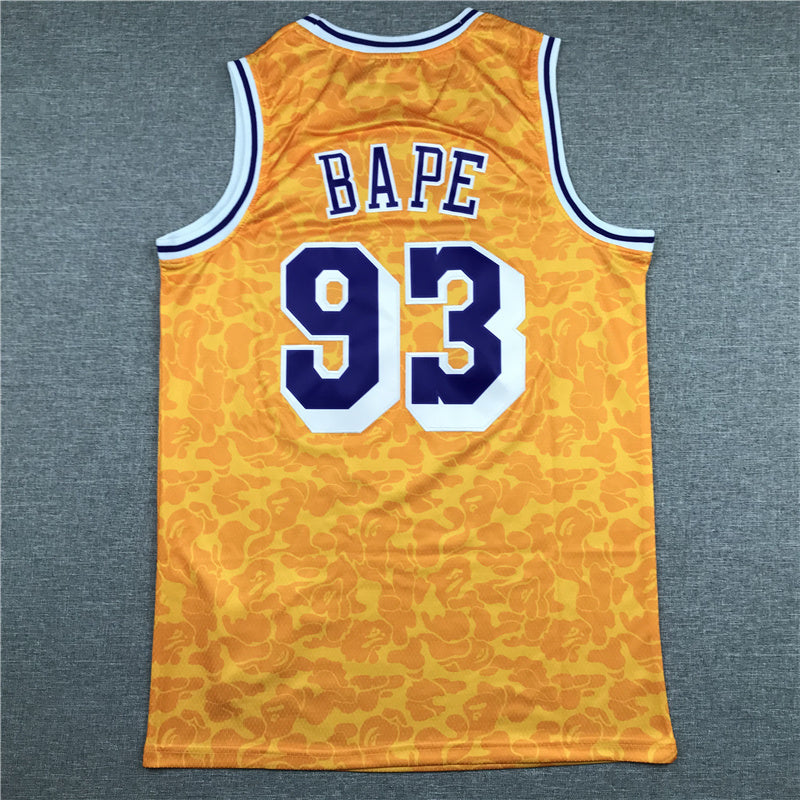 Los Angeles Lakers BAPE #93 1996-97 Throwback Embroidered Jersey