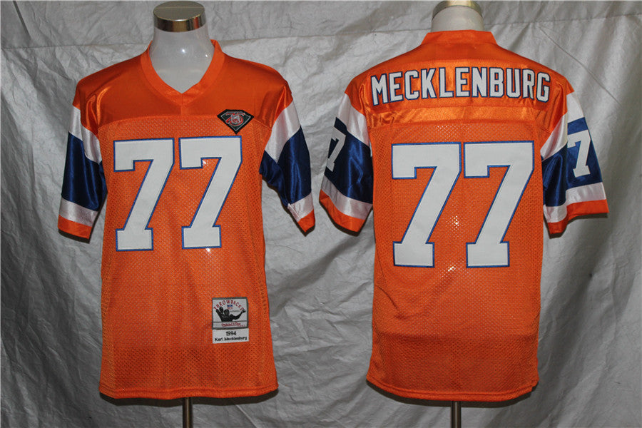 Denver Broncos Orange  Vintage #77 MECKLENBURG Jersey