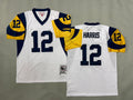 Mens James Harris#12 white Los Angeles Rams Vintage Throwback Jersey