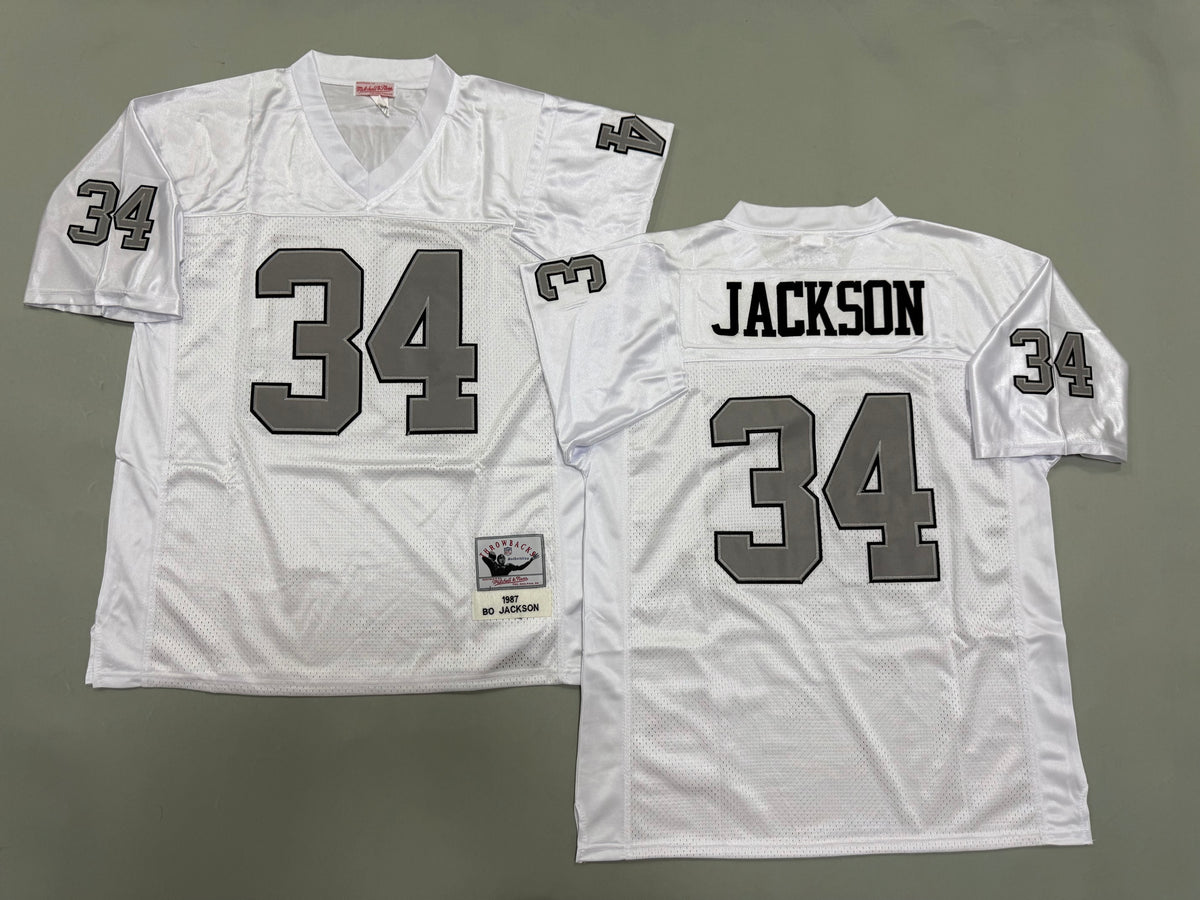 Mens Bo Jackson#34 white Los Angeles Raiders Vintage Throwback Jersey