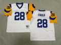 Mens Marshall Faulk#28 white Los Angeles Rams Vintage Throwback Jersey