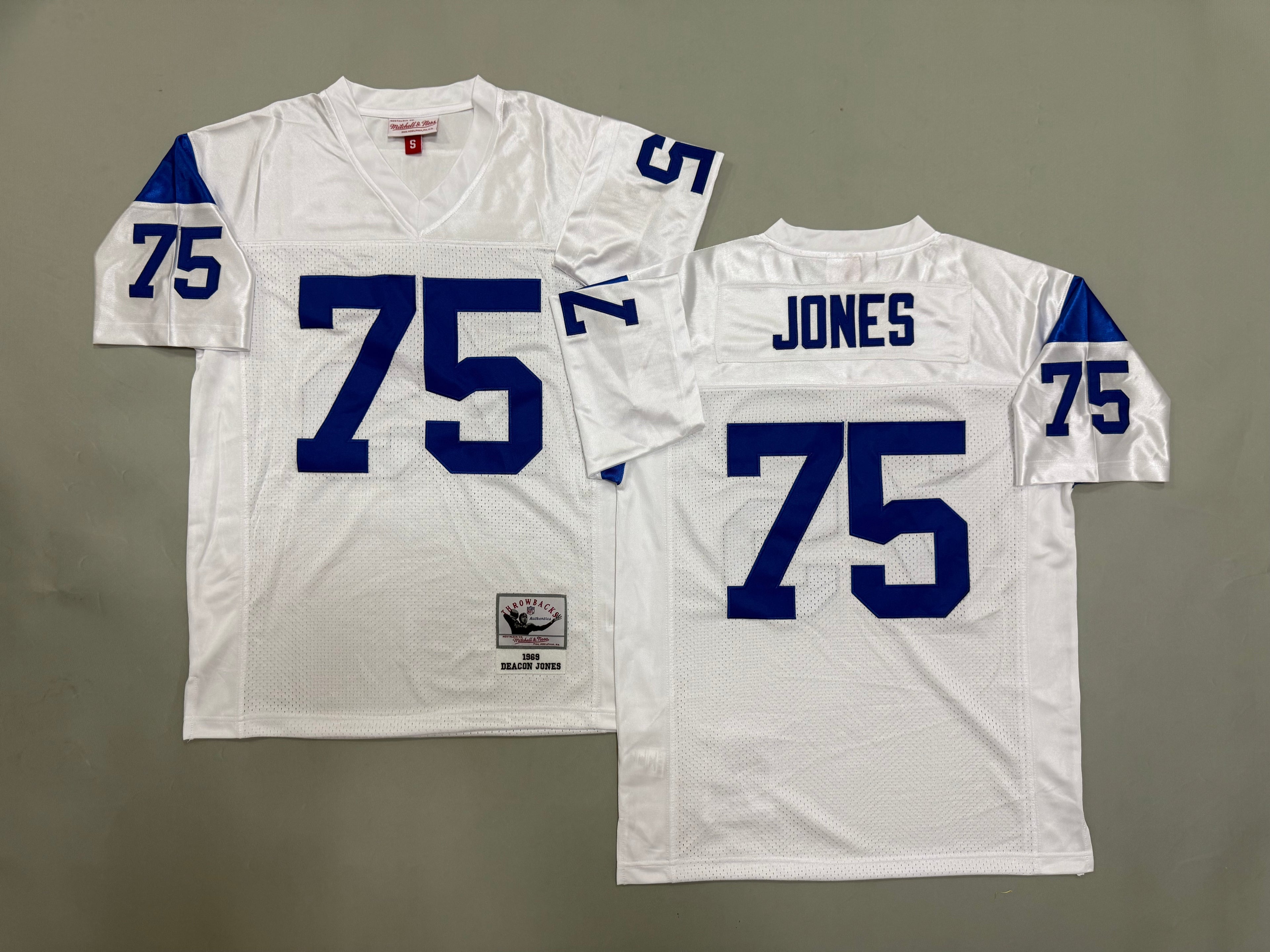 Mens Deacon Jones#75 white Los Angeles Rams Vintage Throwback Jersey