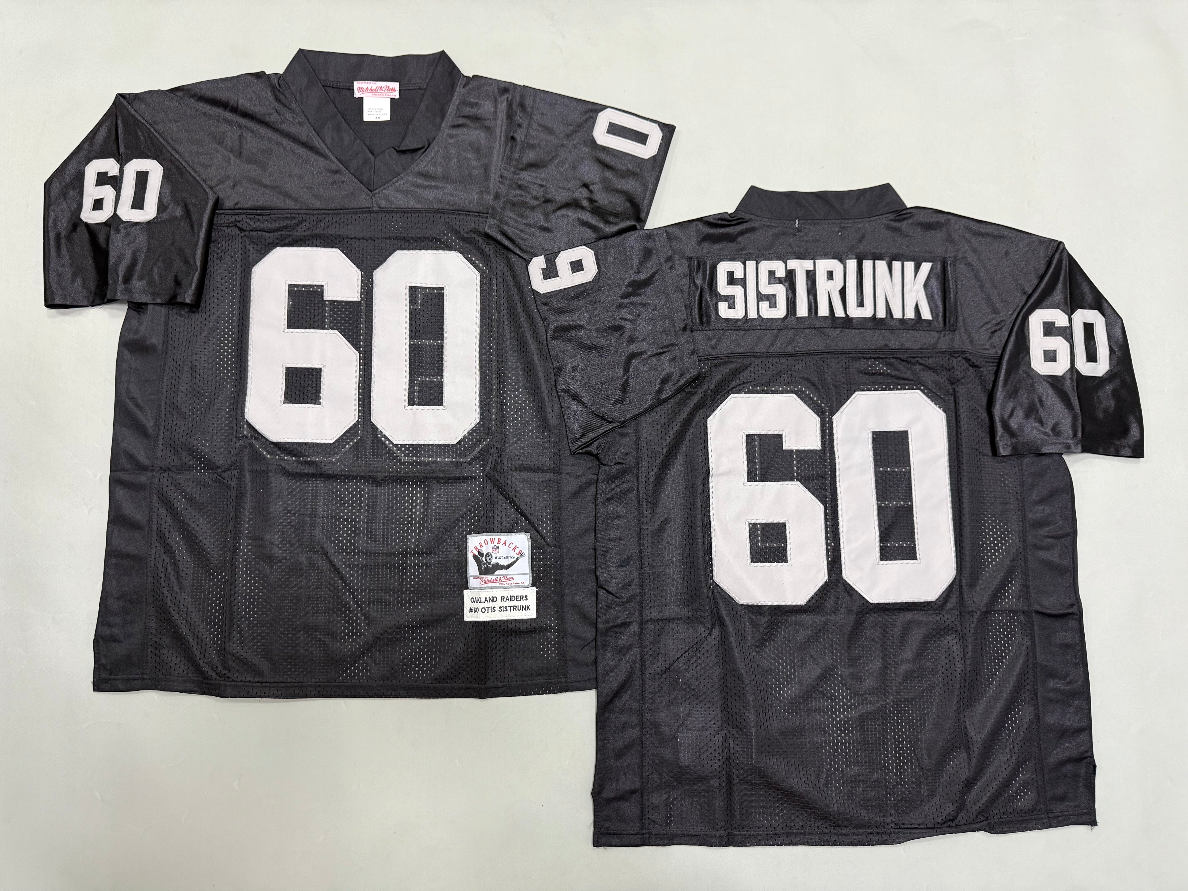 Mens Otis Sistrunk#60 black Los Angeles Raiders Vintage Throwback Jersey