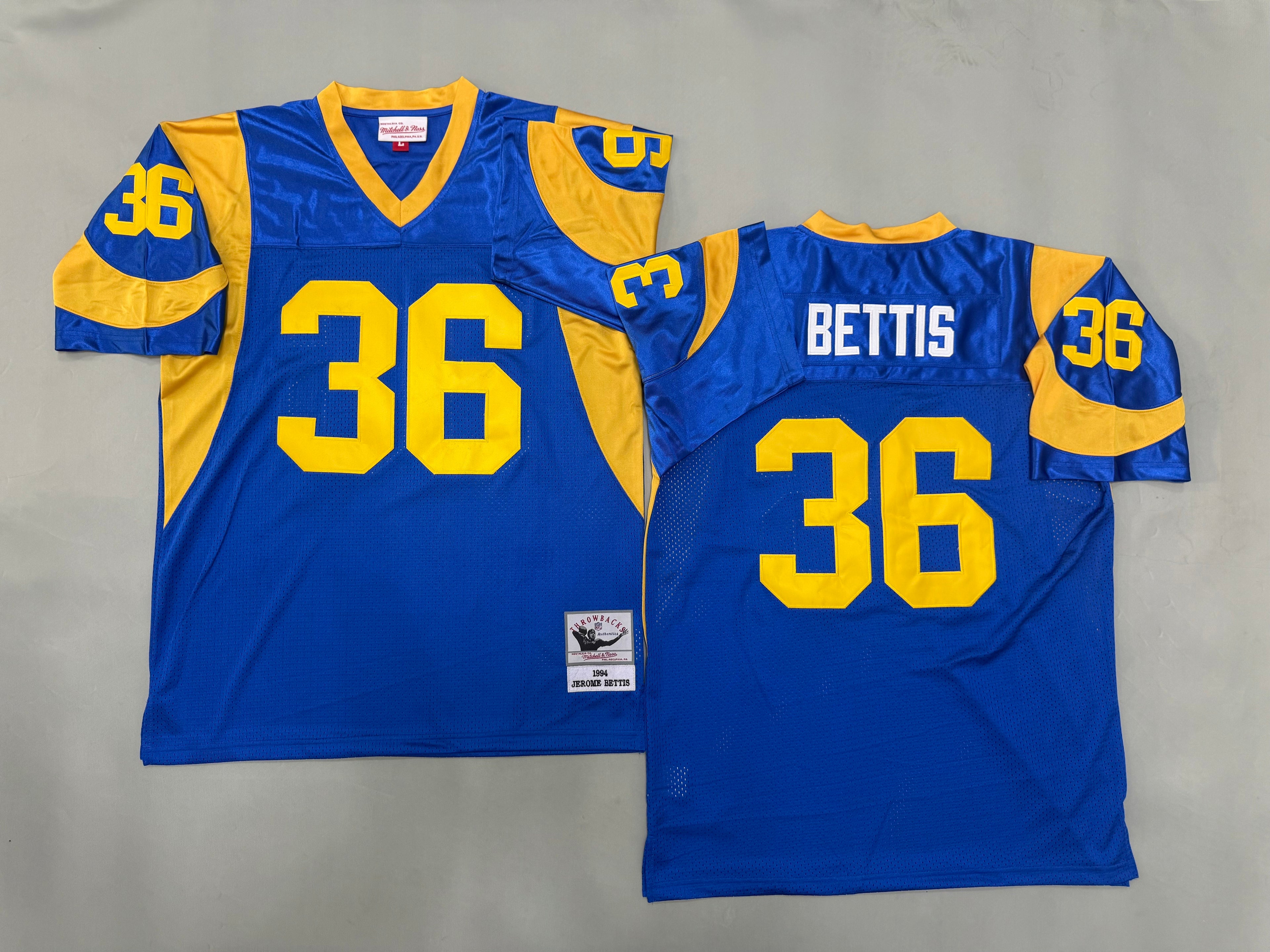 Mens Jerome Bettis#36 Los Angeles Rams Vintage Throwback Jersey