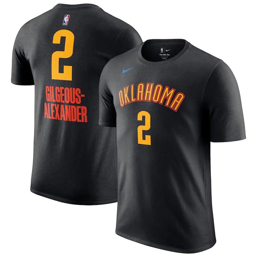 Men's Oklahoma City Thunder Shai Gilgeous-Alexander Nike Black 2024/25 City Edition Name & Number T-Shirt