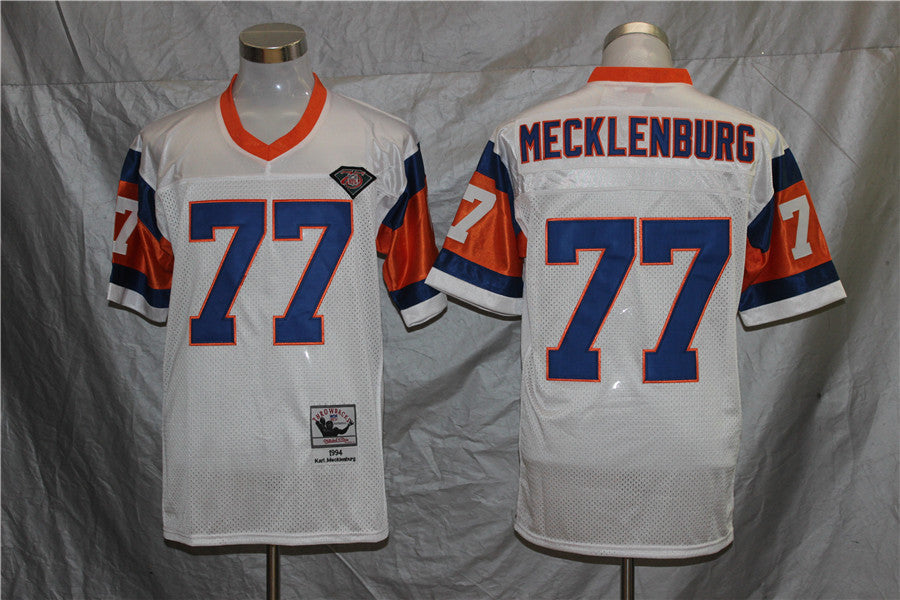 Denver Broncos White  Vintage #77 MECKLENBURG Jersey