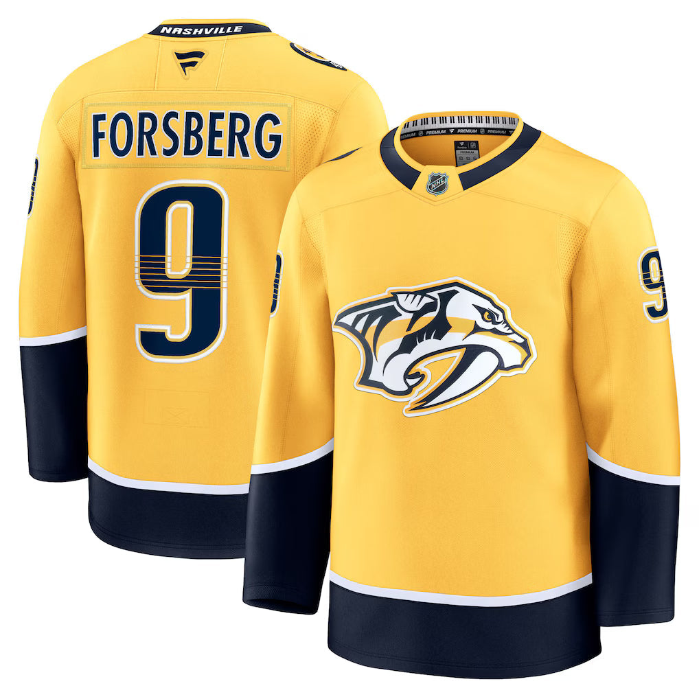 Filip Forsberg Nashville Predators Home Premium Jersey - Yellow