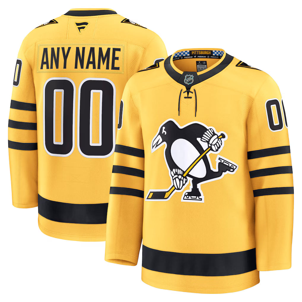 Custom Pittsburgh Penguins Alternate Premium Player Jersey - Gold