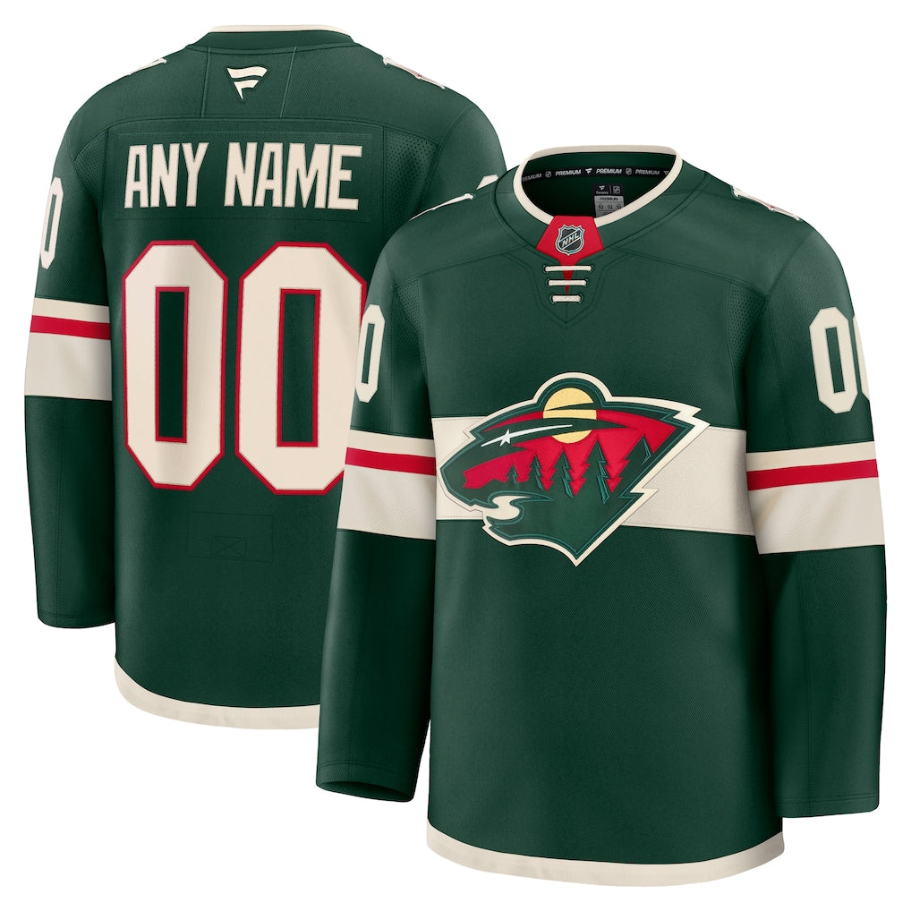 Custom Minnesota Wild Home Premium Jersey - Green