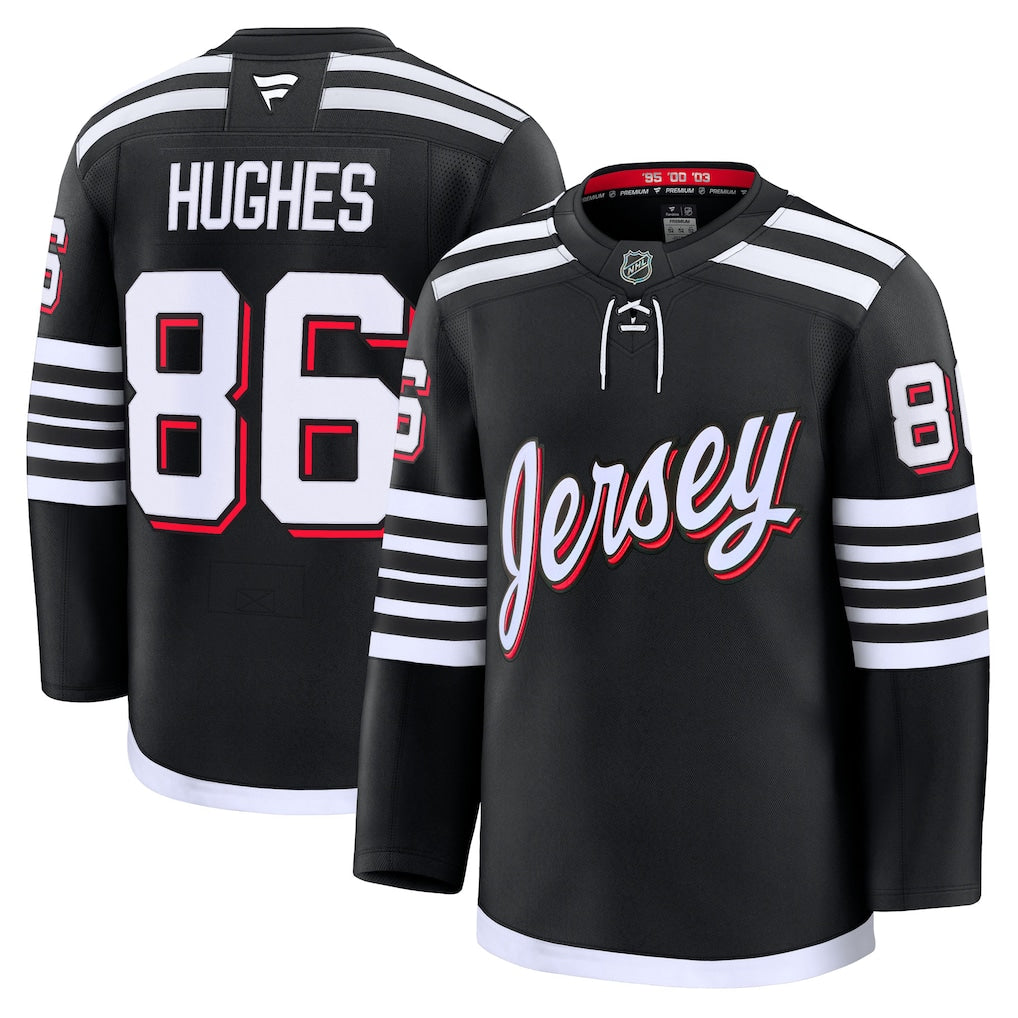 Jack Hughes New Jersey Devils Alternate Premium Jersey - Black