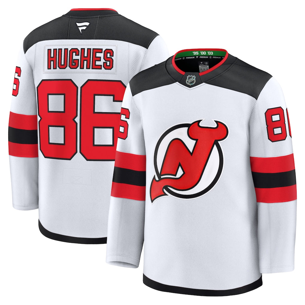 Jack Hughes New Jersey Devils Away Premium Jersey - White