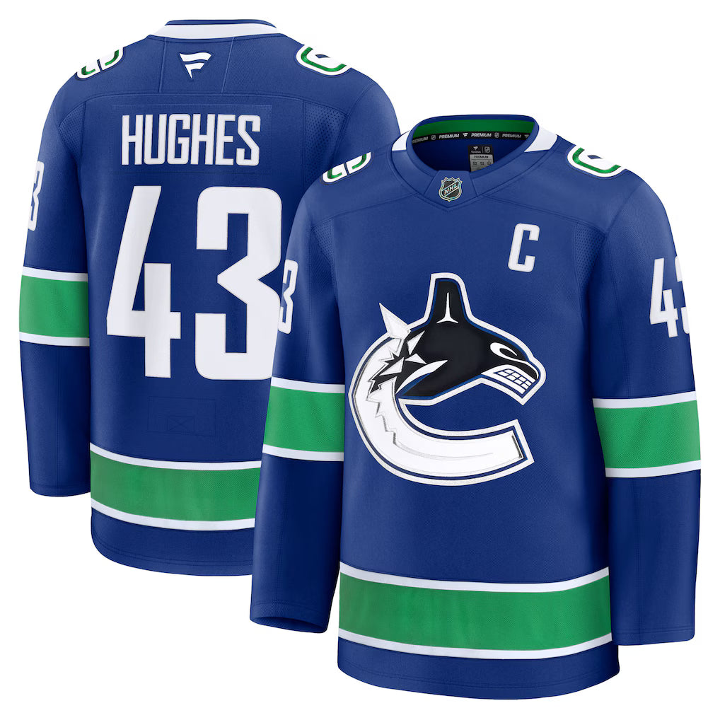 Quinn Hughes Vancouver Canucks Home Premium Jersey - Blue