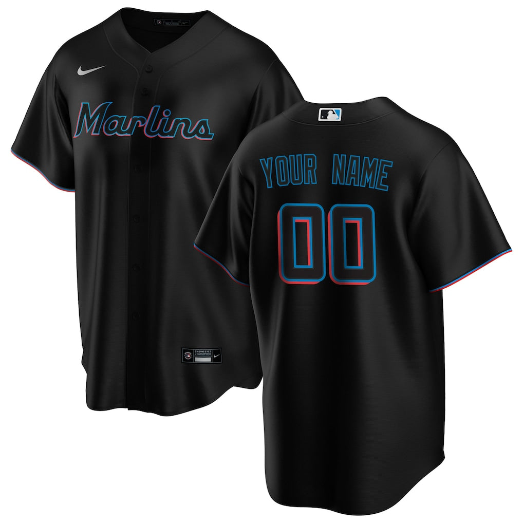 Custom Miami Marlins Alternate Limited Jersey - Black