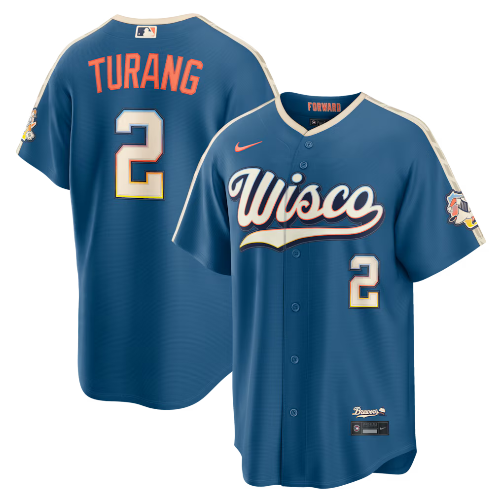 Brice Turang Milwaukee Brewers 2026 City Connect Stadium Jersey - Mineral Blue