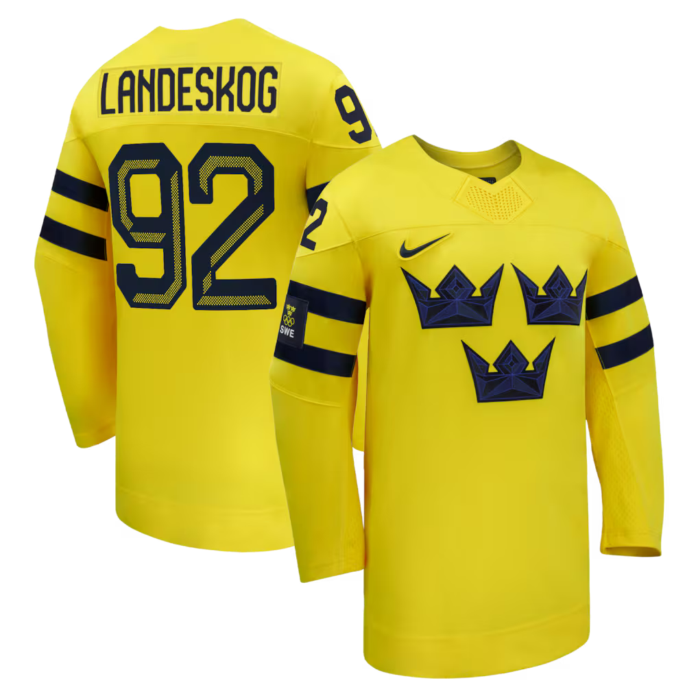 Gabriel Landeskog Sweden 2026 Olympic Away Jersey - Yellow