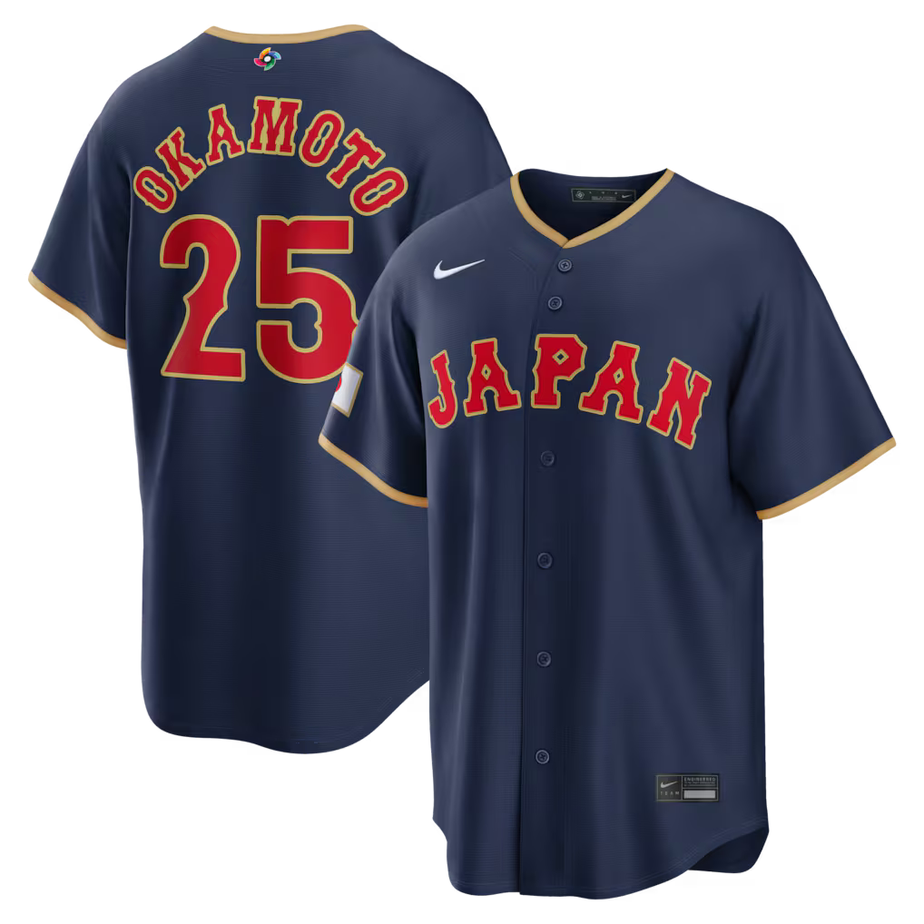 Kazuma Okamoto Japan Baseball 2026 World Baseball Classic Home Stadium Jersey - Navy