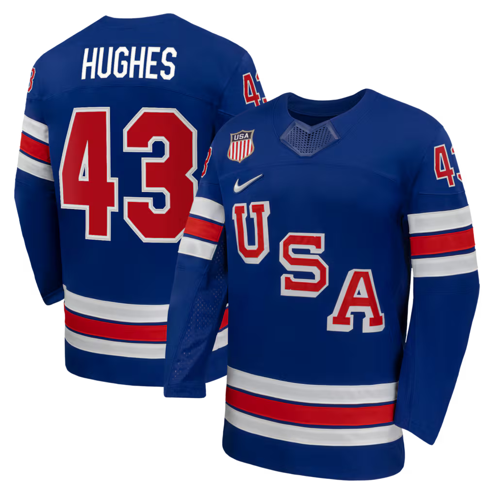 Quinn Hughes USA 2026 Olympic Home Jersey - Royal