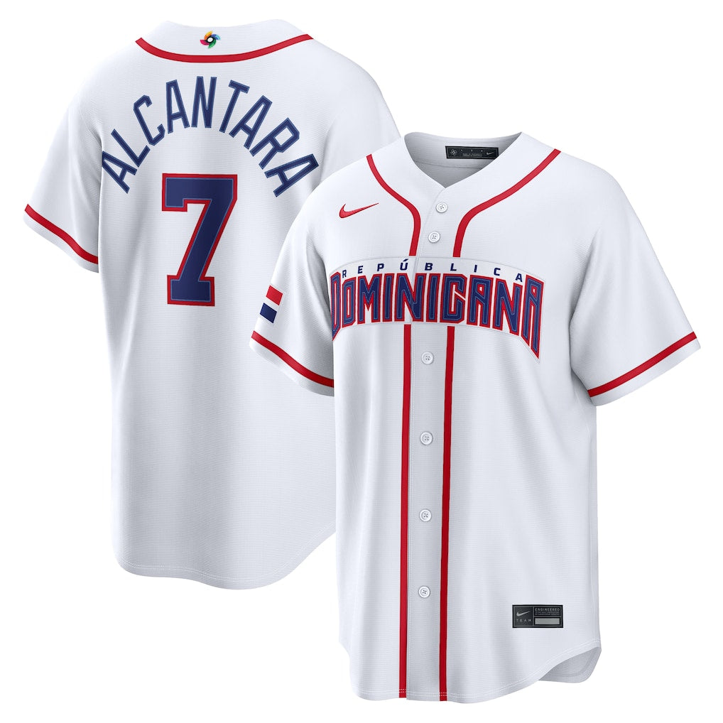 Sandy Alcantara Dominican Republic Baseball 2026 World Baseball Classic Home Stadium Jersey - White