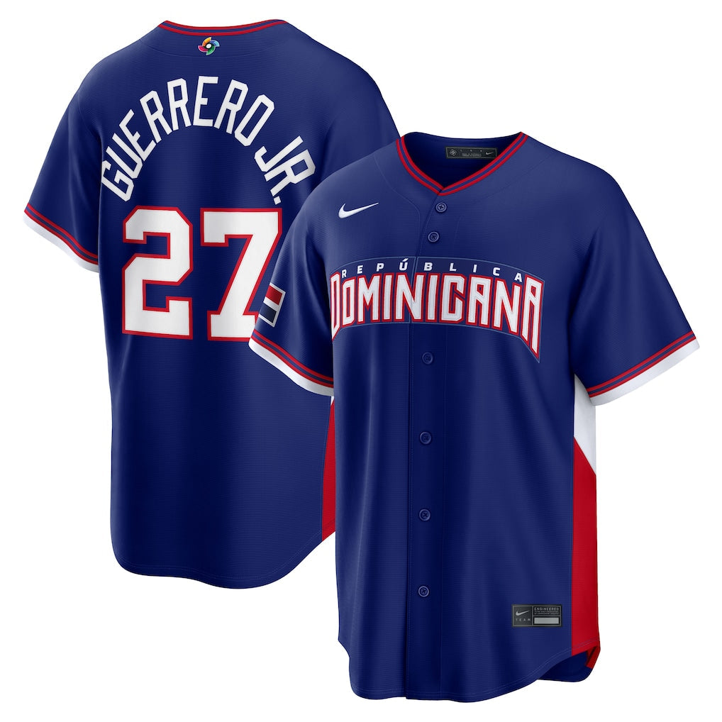 Vladimir Guerrero Jr. Dominican Republic Baseball 2026 World Baseball Classic Road Stadium Jersey - Royal Blue