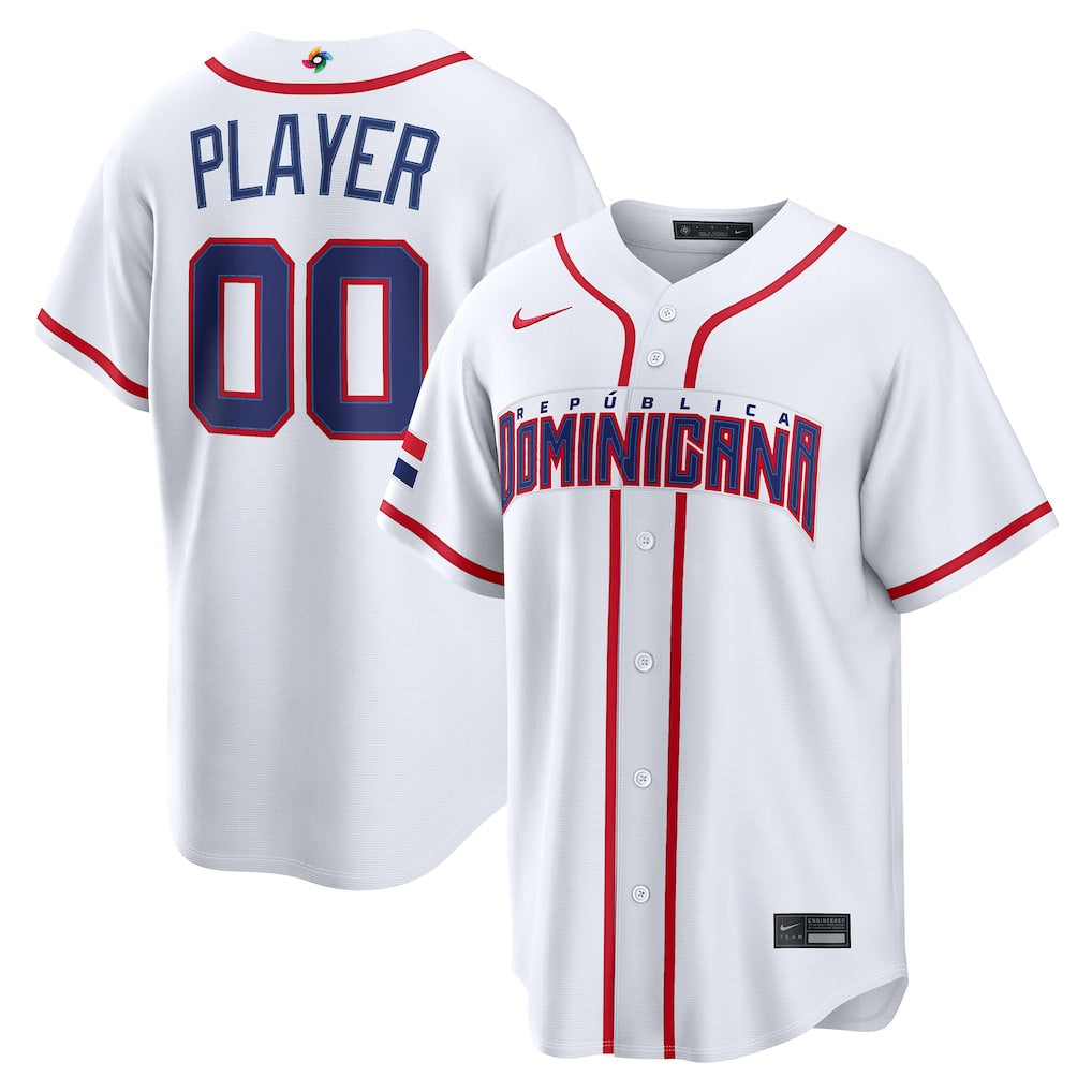 Custom Dominican Republic Baseball 2026 World Baseball Classic Home Stadium Jersey - White