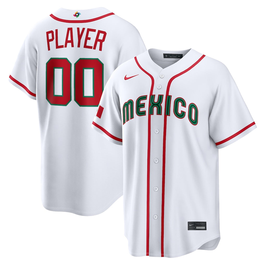 Custom Mexico Baseball 2026 World Baseball Classic Home Stadium Jersey - White