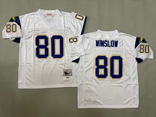 Mens Kellen Winslow#80 white San Diego Chargers Vintage Throwback Jersey