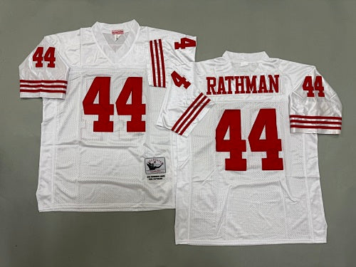 Mens Tom Rathman#44 White San Francisco 49ers Vintage Throwback Jersey