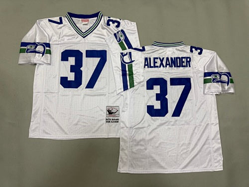 Mens Shaun Alexander#37 white Seattle Seahawks  Vintage Throwback Jersey