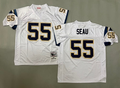Mens Junior Seau#55 white‌ San Diego Chargers Vintage Throwback Jersey