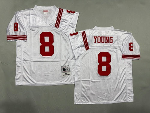 Mens Steve Young#8 White San Francisco 49ers Vintage Throwback Jersey