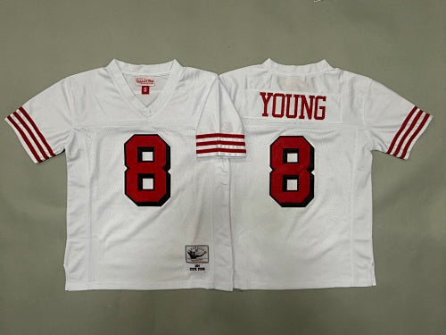 Youth Steve Young#8 San Francisco 49ers White Vintage Throwback Jersey