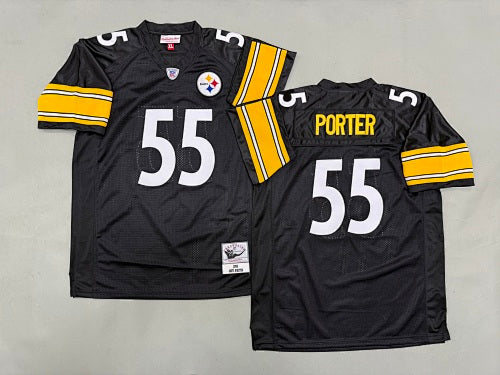 Mens Joey Porter#55 black Pittsburgh Steelers Vintage Throwback Jersey