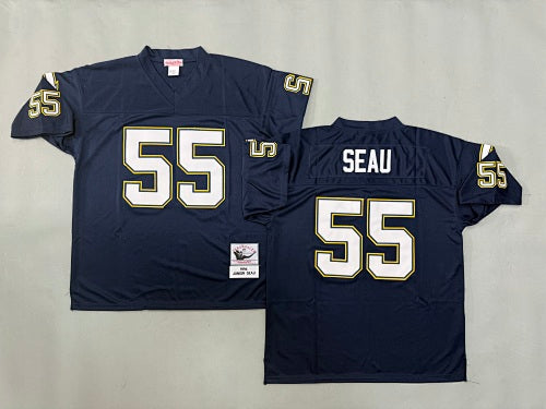 Mens Junior Seau#55 black San Diego Chargers Vintage Throwback Jersey