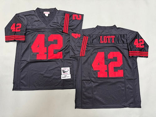 Mens Ronnie Lott#42 black San Francisco 49ers Vintage Throwback Jersey