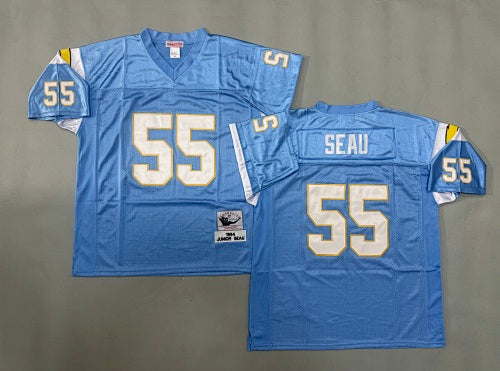 Mens Junior Seau#55 San Diego Chargers Vintage Throwback Jersey
