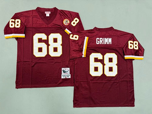 Mens Russ Grimm#68 Washington Commanders  Vintage Throwback Jersey