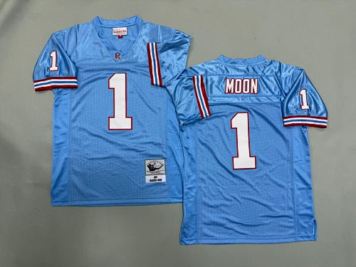 Mens Warren Moon#1 Tennessee Oilers Vintage Throwback Jersey